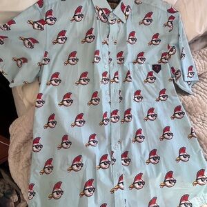 Stylish Blue Bird Print Men's Shirt